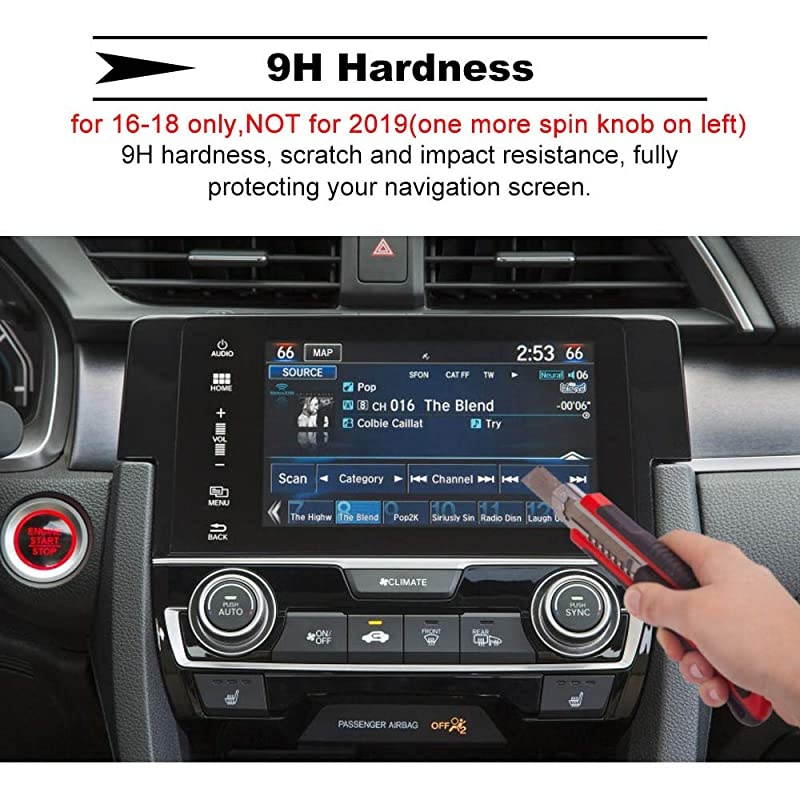 Navigation Screen Protector for 2016 2017 2018 Honda Civic 10 Generation 1618NOT fit 19 Tempered Glass Protective Film for Honda Civic Si Type R Hatchback Touring EX EXL EXT