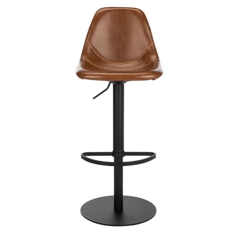 Wooden Barstool with Padded Seat and Open Backrest Blue/Brown - Benzara
