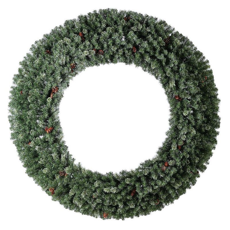 Home Heritage Large 72 Inch 150 PVC Foliage Tips Prelit Cashmere Christmas Wreath with Cool White Battery Operated 320 Bulb LED Lights