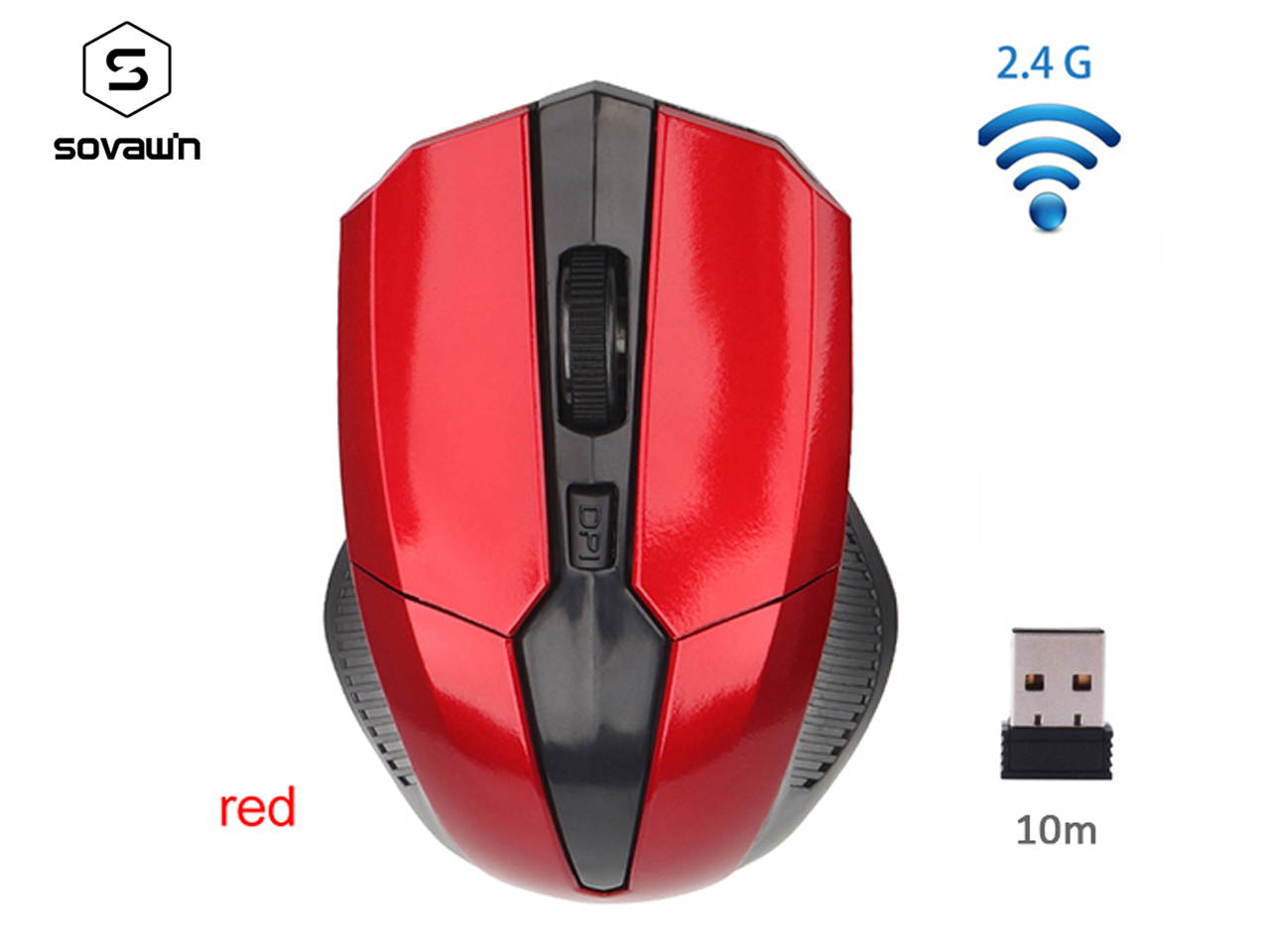 Sovawin Wireless Mouse 2.4G Optical Computer USB Mini 1600 DPI 6 Buttons Optical Mouse Gaming Cute Wireless Mause for PC Laptop