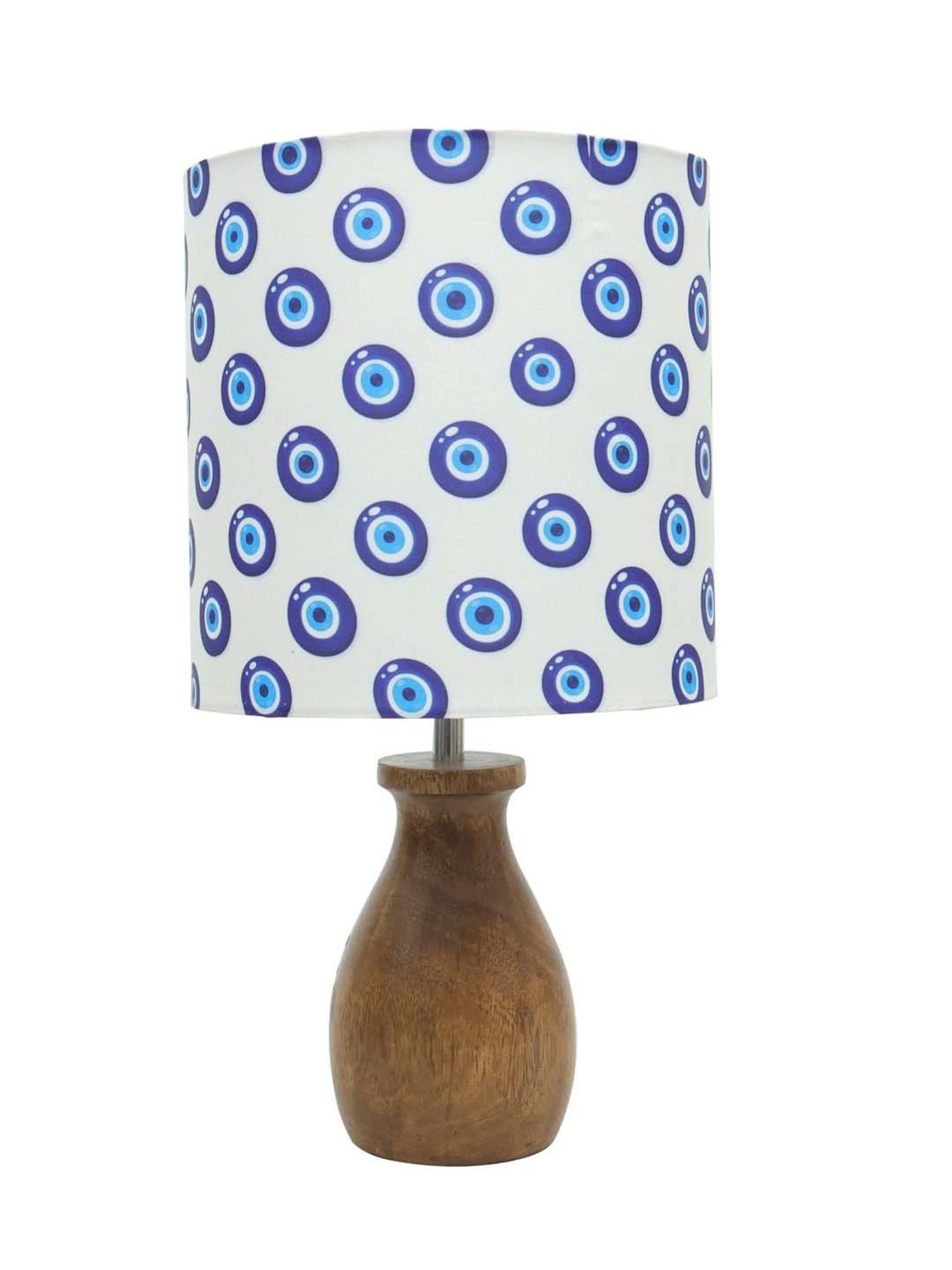 Homesake Turkish Evil Eye Multicolor Wood Dovel Pot Table Lamp with Fabric Lampshade