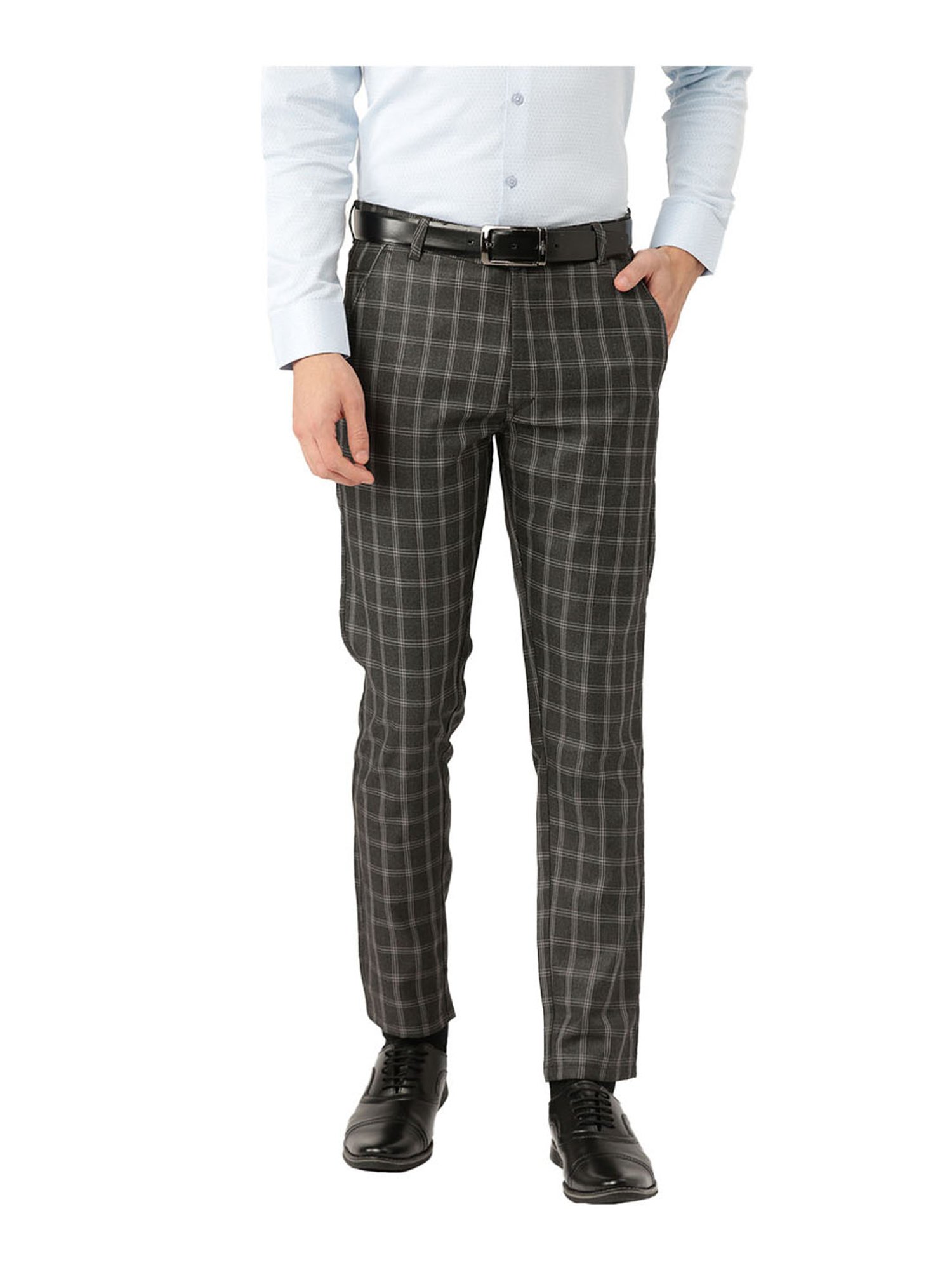 Sojanya Charcoal Grey Checks Trousers