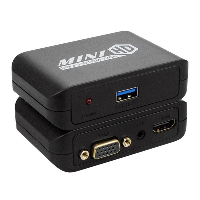 USB 3.0 to HDMI Converter HD 1080P VGA Video Adapter with L/R Output for Desktop Laptop TV Projector