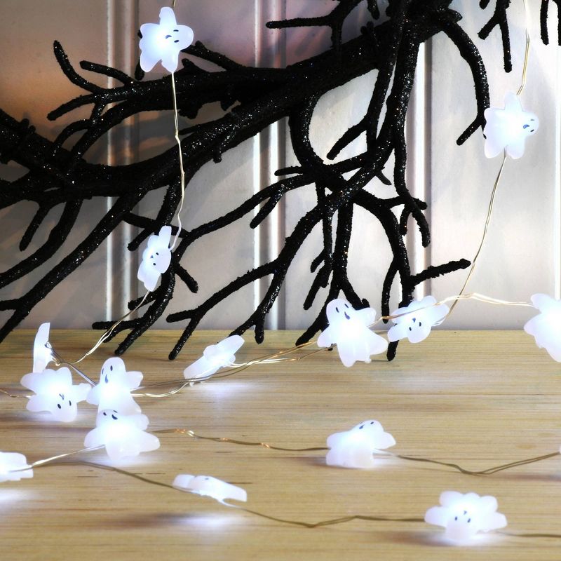 Lumabase 2ct Battery Operated LED Ghost Halloween Mini String Lights