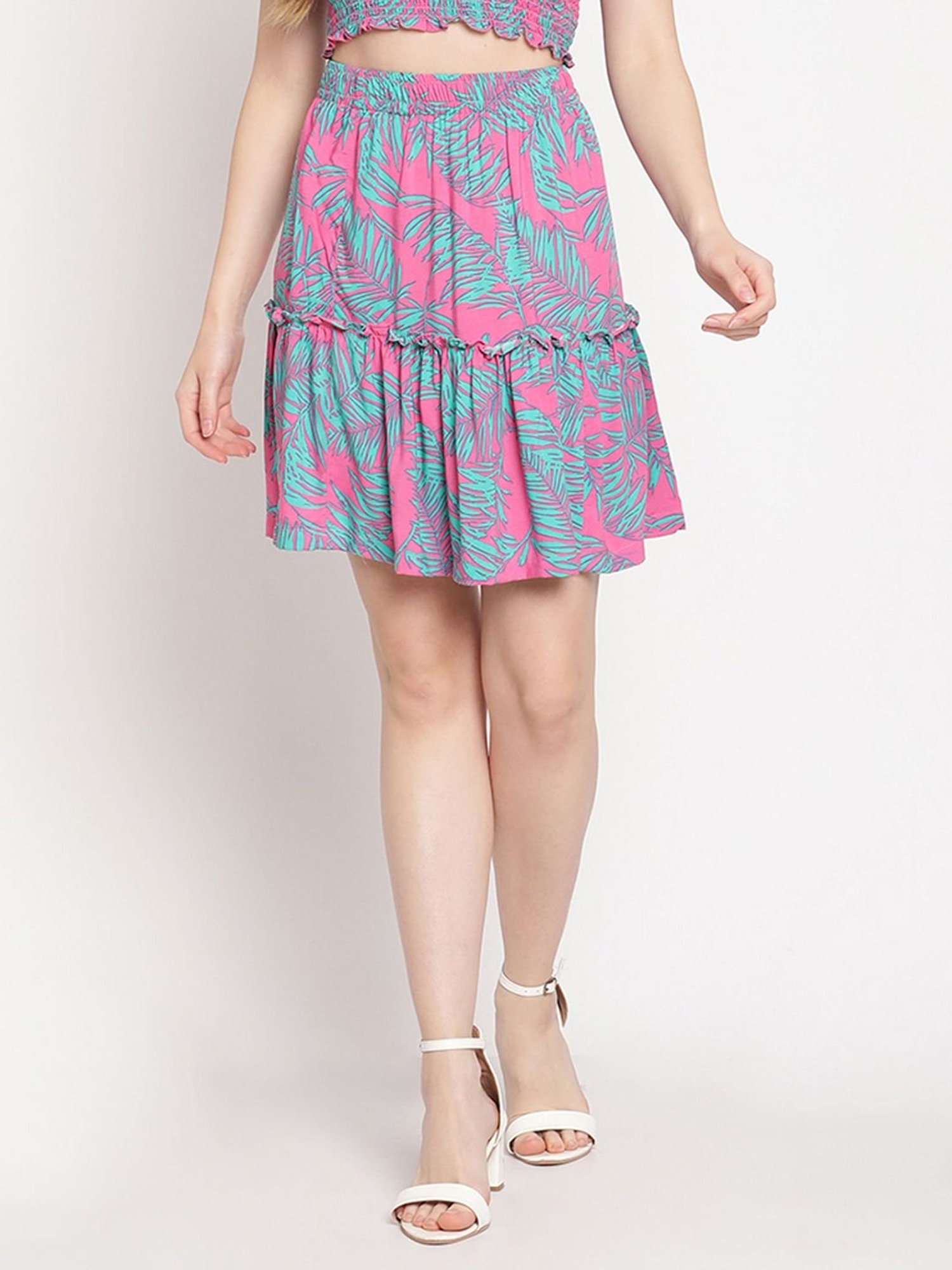 TAG 7 Pink Printed A-Line Skirt