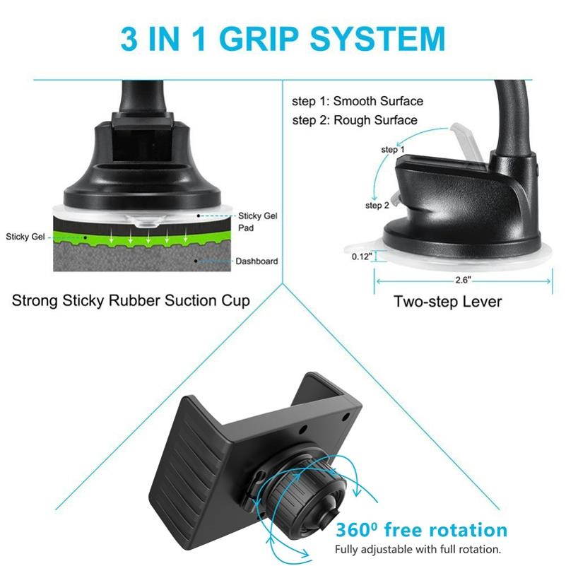 Premium Car Mount Dash Windshield Cradle Holder for LG V20 V30 - Motorola Droid Turbo 2, Moto Z Droid Force Droid Z2 Force - Samsung Galaxy J3 J5 J7, Note 3 4 5 Edge Note8, S5 S6 Edge Edge+ S7