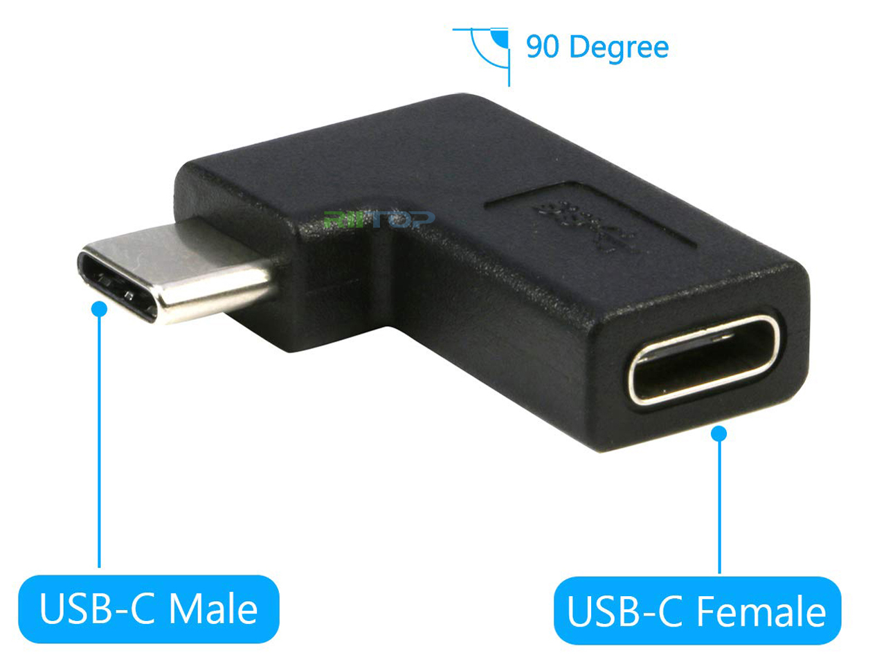 2 Pack USB 3.1 Type C Male to Female Extension Adapter Right&Left Angled 90 Degree for MacBook/Pro,Surface Book 2,Galaxy S10/S9/S9,Oculus Quest Link