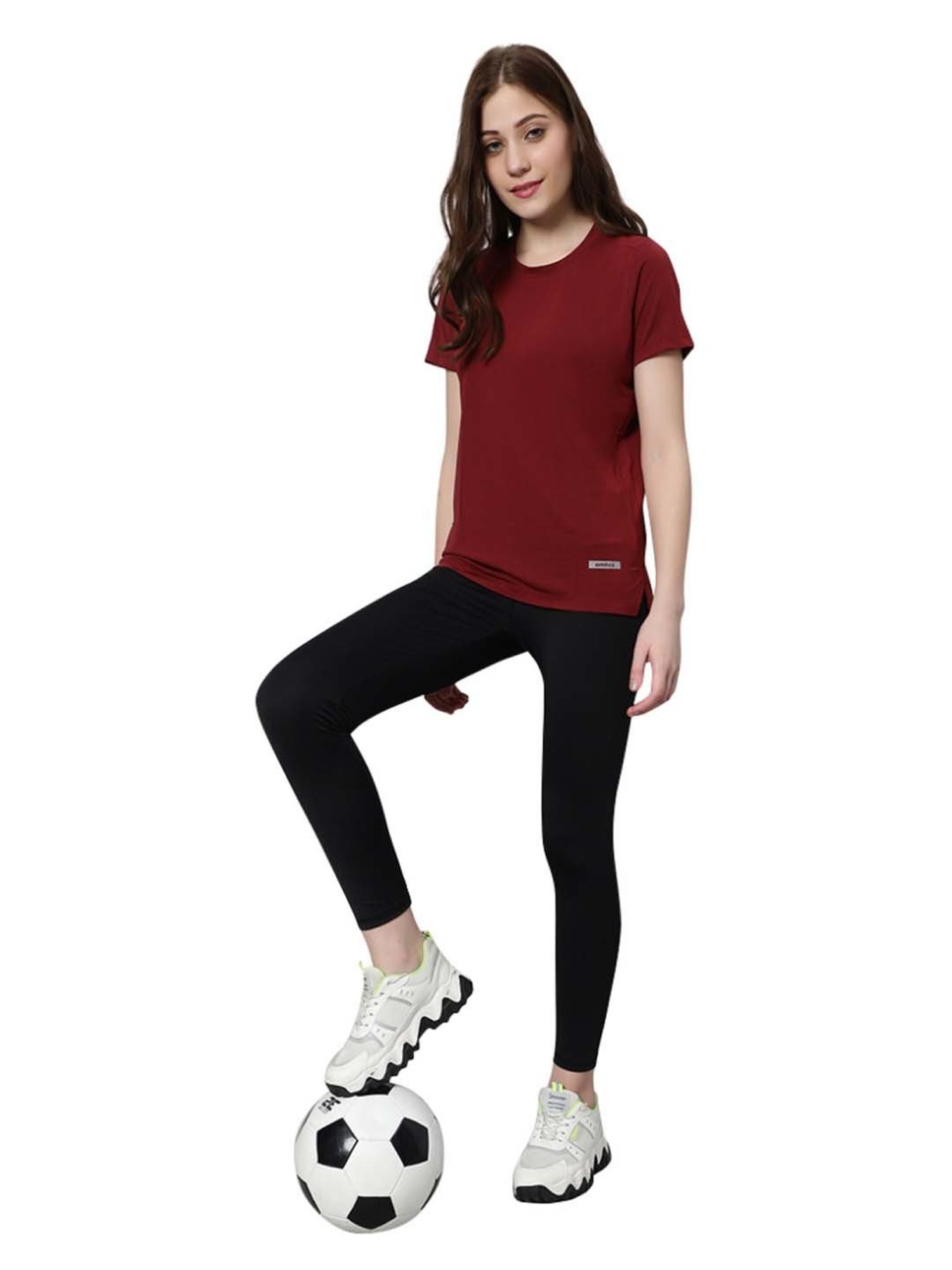 Omtex Black Mid Rise Sports Tights