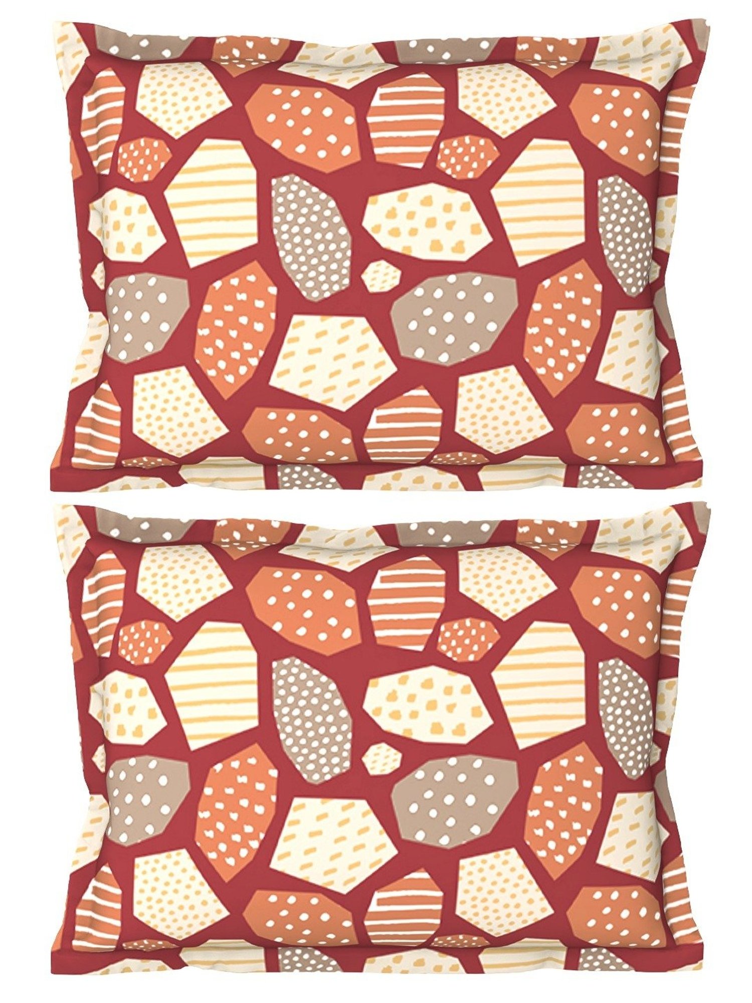 Petal Home Mosaic Abstract Multicolor 300 TC Cotton Pillow Covers - Set of 2