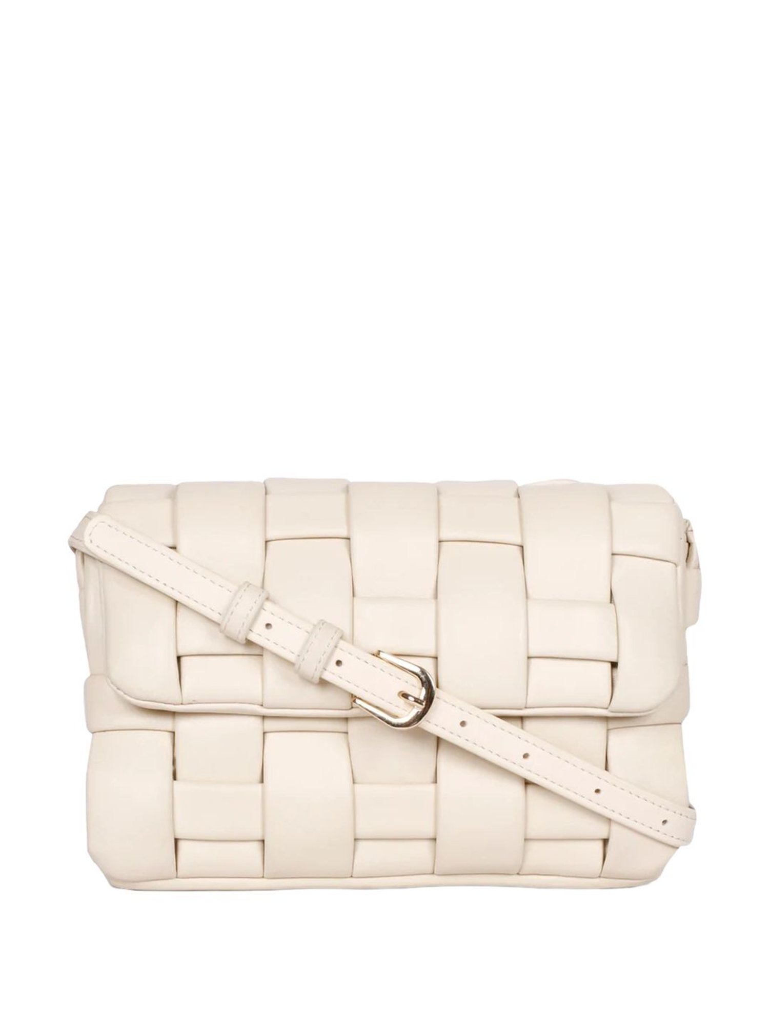 Saint G Cream  Textured Medium Sling Handbag