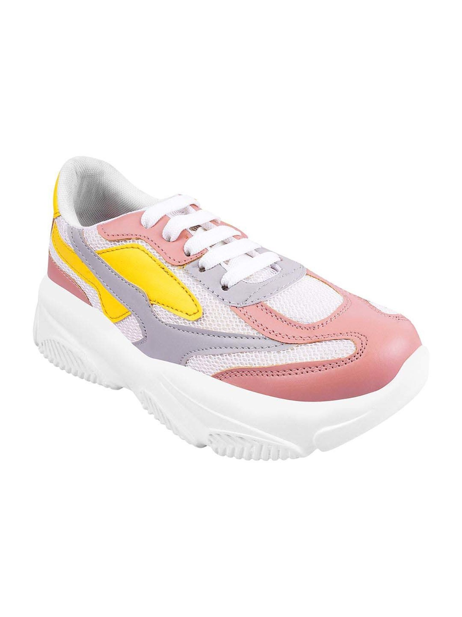Shoetopia Kids Pink & Yellow Walking Shoes