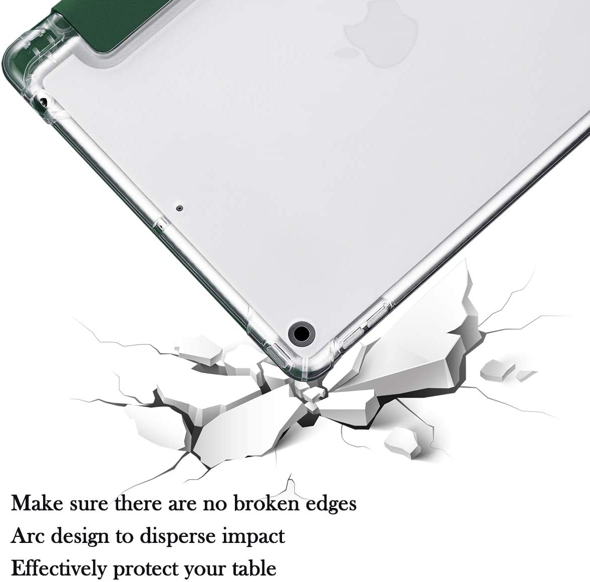 Mazepoly Compatible for Apple iPad 10.2 inch 8th/7th Generation 2020/2019 Case with Apple Pencil Holder, Slim Soft Silicone Smart Trifold Stand Protective Cover Case (Dark Green)