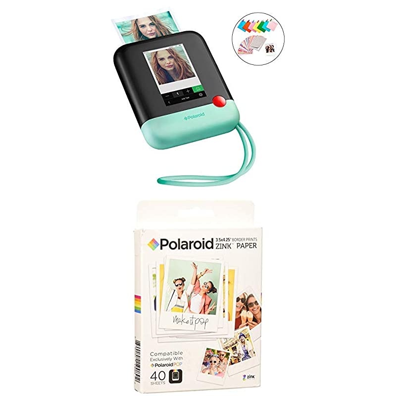 Pop Wireless Portable Instant 3x4 Photo Printer & Digital 20MP Camera with Touchscreen Display (Blue) Built-in Wi-Fi, 1080p HD Video