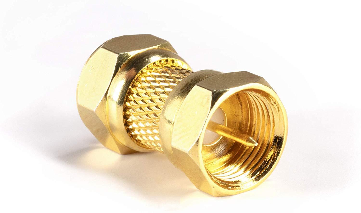THE CIMPLE CO - Gold Cable Extension Coupler for Coaxial Cables | 4 Pack | F81 (Male to Male) 3GHz Satellite, Cable TV, and Cable Internet Rated