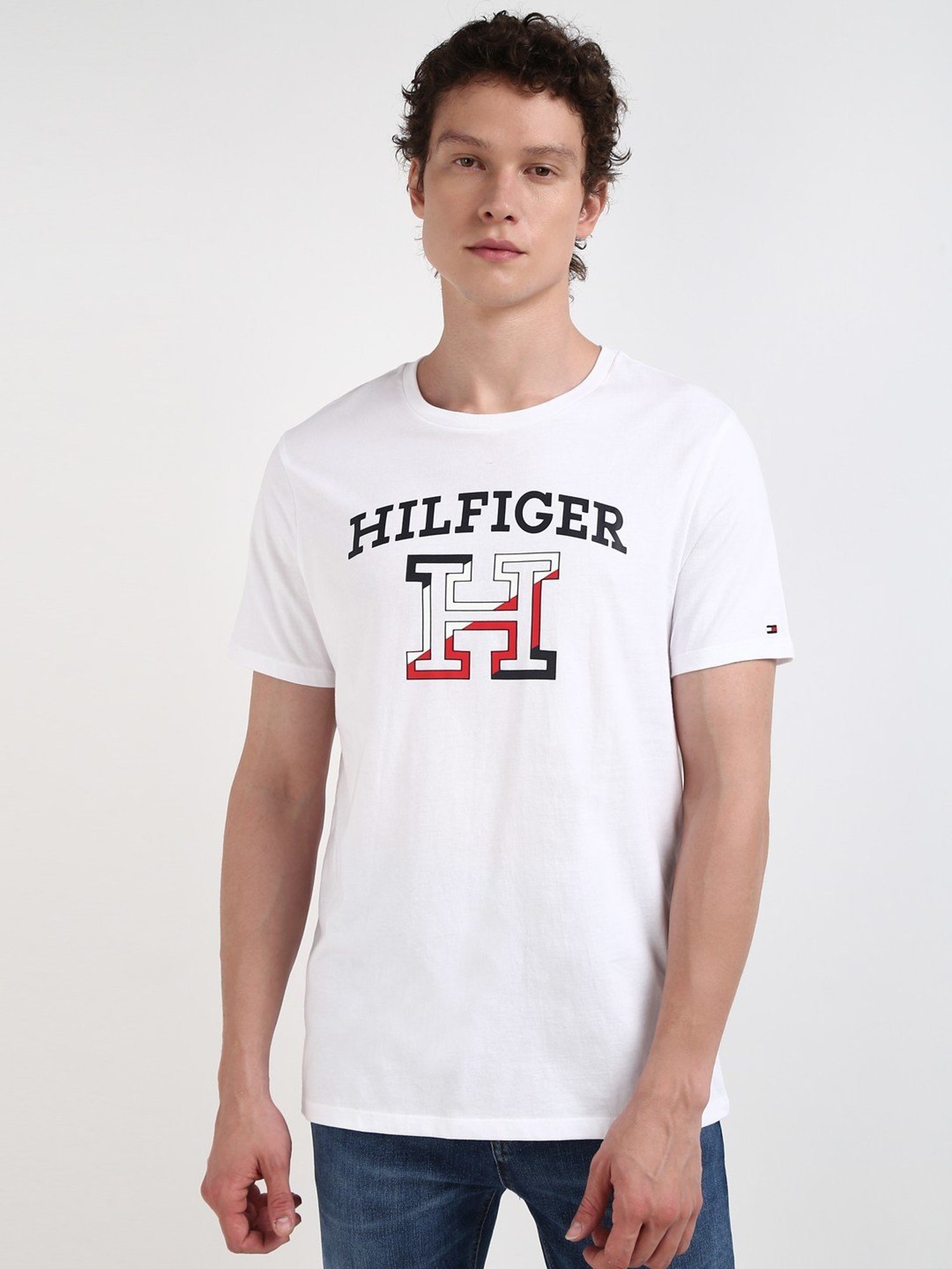 Tommy Hilfiger White Regular Fit Printed T-Shirt