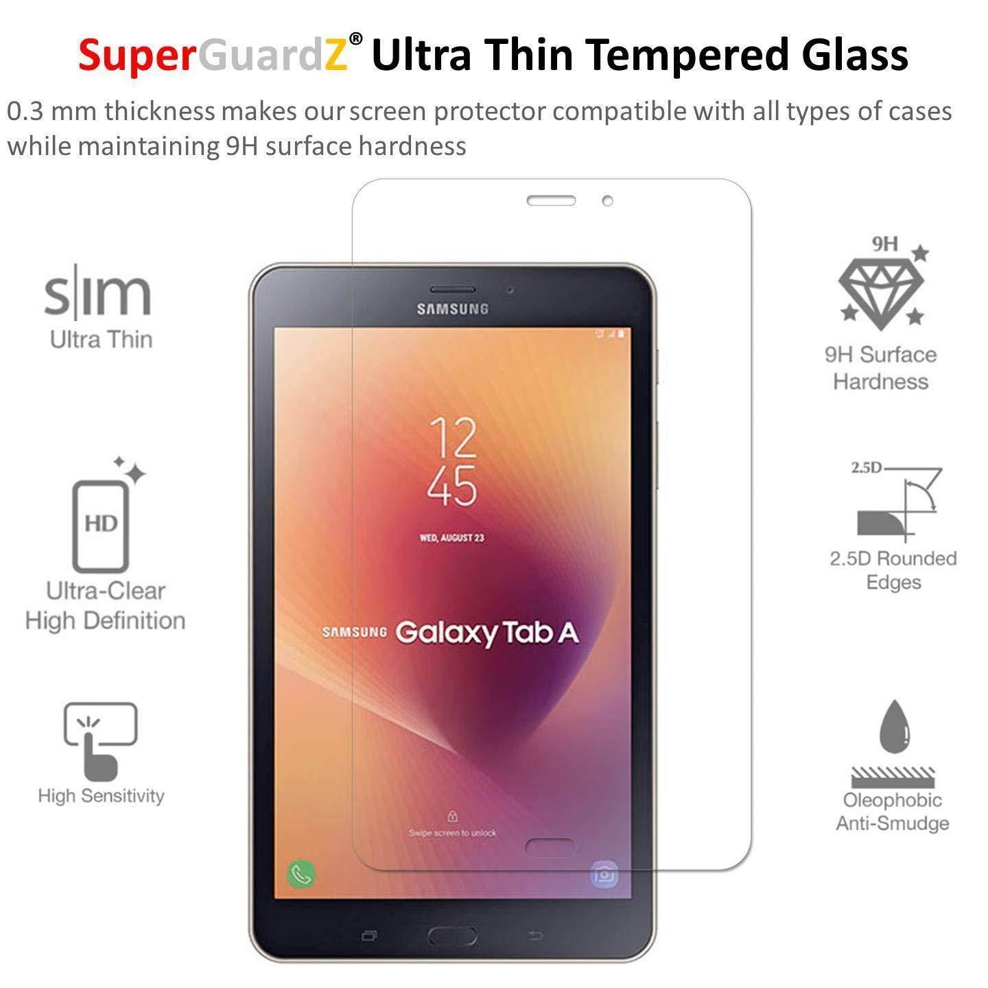 [2-Pack] Samsung Galaxy Tab A 8.0 (2017) Screen Protector [Tempered Glass], SuperGuardZ, 9H, 0.3mm, 2.5D Round Edge, Anti-Scratch, Anti-Bubble [Lifetime Replacement]