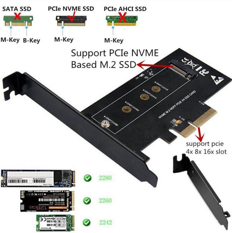 M.2 PCIe SSD Adapter x4 PCIe 3.0 NVMe M-Key PCIe Based M.2 SSD M.2 SSD to PCIe x4 for Samsung 970 EVO, PM961, 960 EVO, SM961, PM951, sm951, INTEL 600P, liteon T10 SSD NVME pcie gen 3.0 Adapter