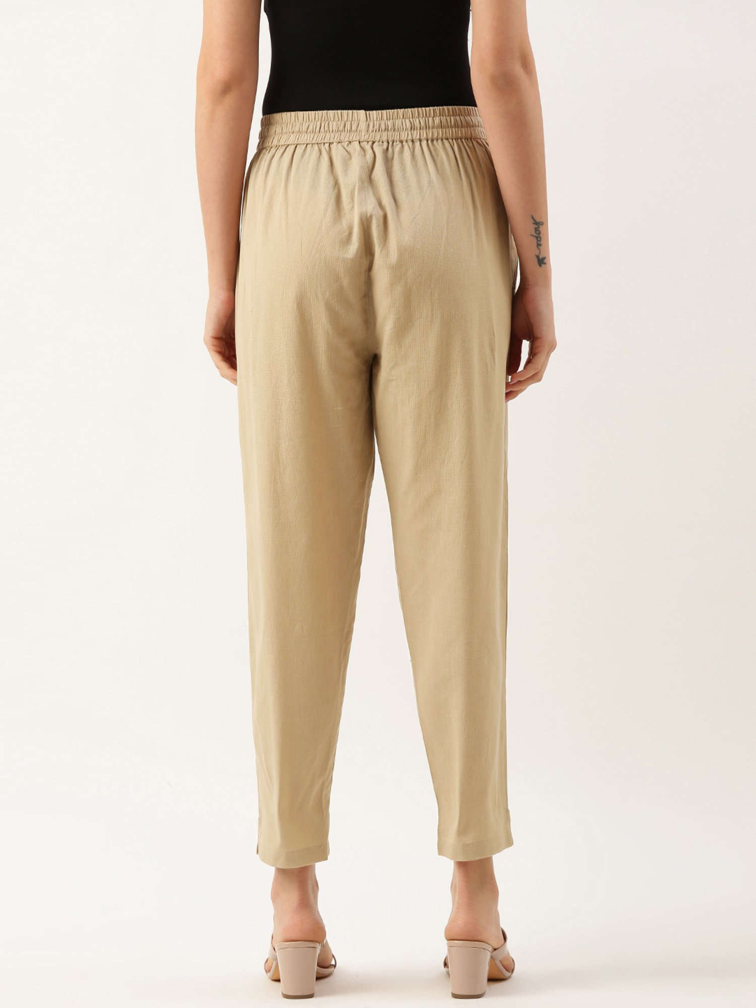 Amukti Tan Cotton Pants