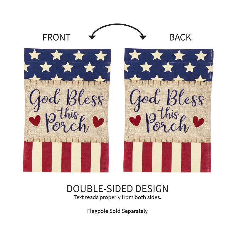 Evergreen Flag  God Bless this Porch  Garden Burlap Flag