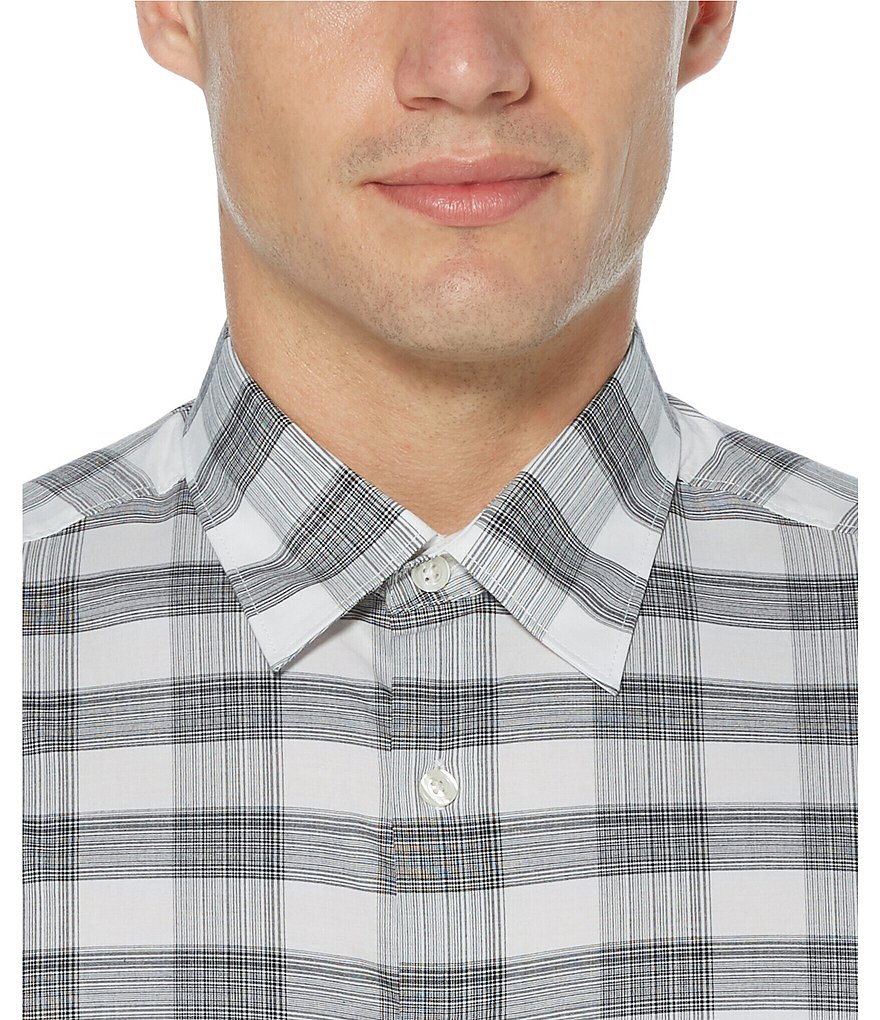 Perry Ellis Plaid Stretch Short-Sleeve Woven Shirt