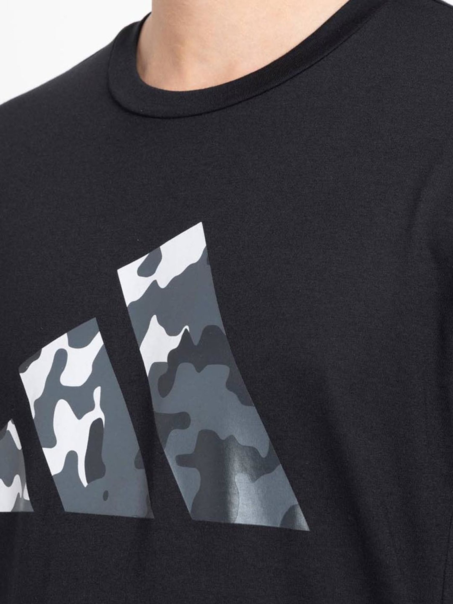 Adidas Black Regular Fit Printed Sports T-Shirt