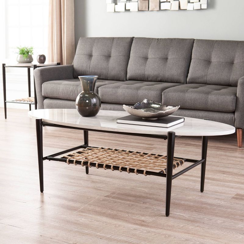 Relckin Faux Marble Cocktail Table White/Black - Holly & Martin