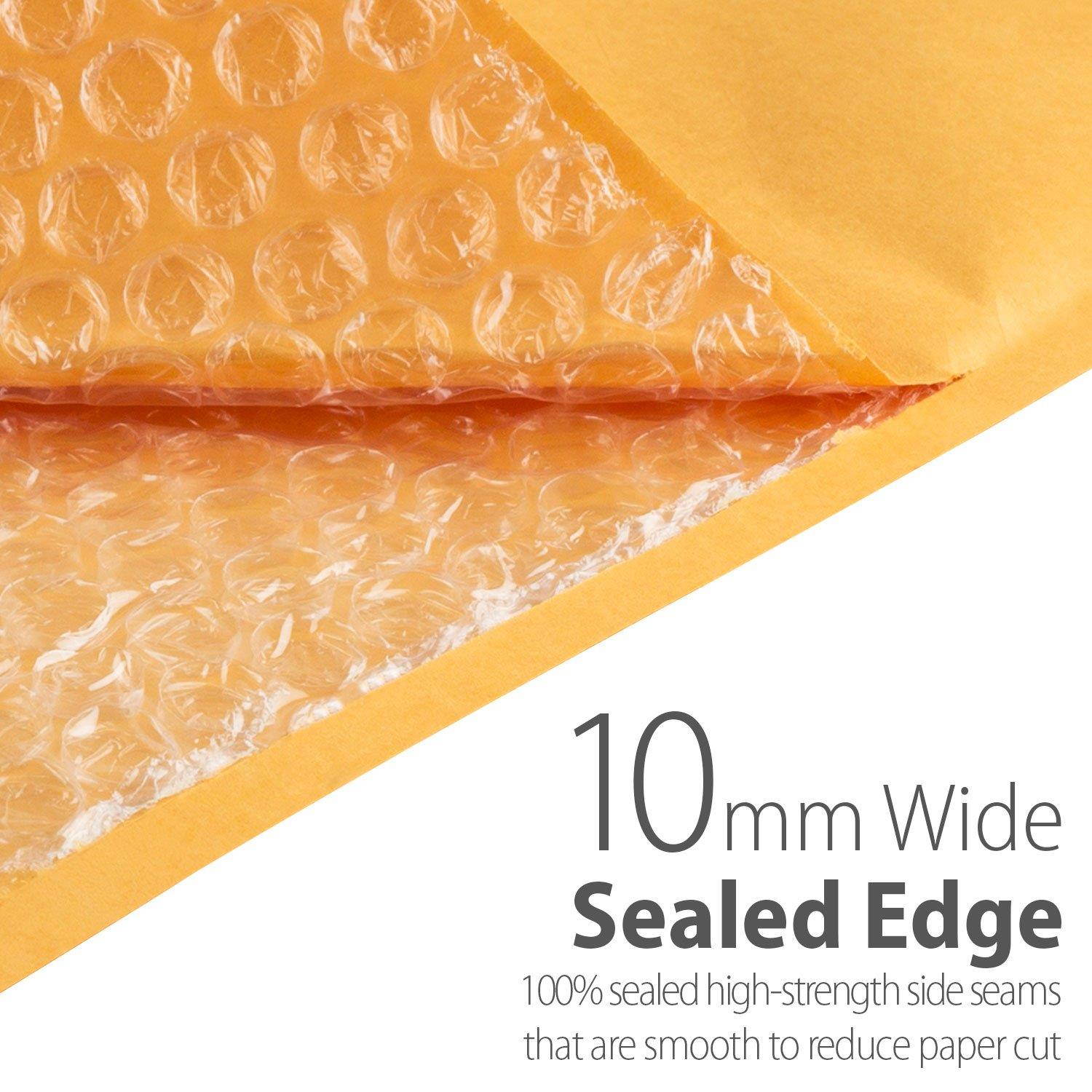 Fosmon #0 Kraft Bubble Mailer 6.5 x 10, Extra Wide Padded Shipping Envelopes, (250 Pack)