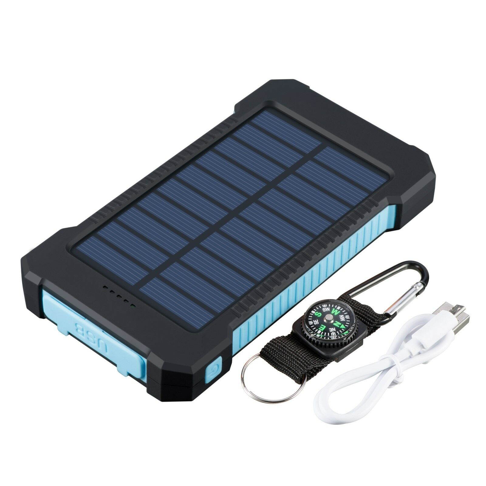 Waterproof 10000mAh Solar Power Bank Charger Dual USB Battery FR Phone US Sell