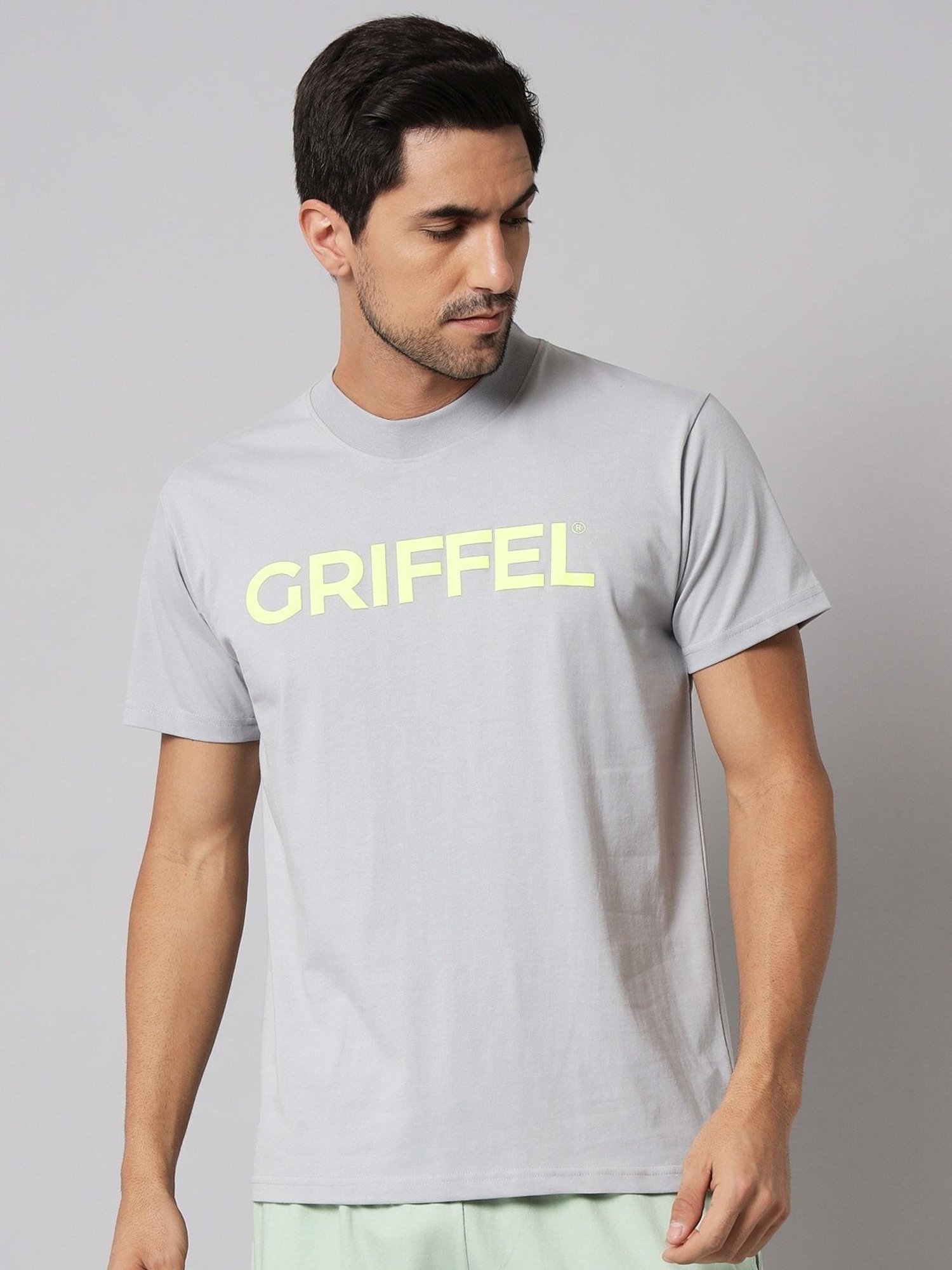 Griffel Grey Cotton Loose Fit Printed T-Shirt