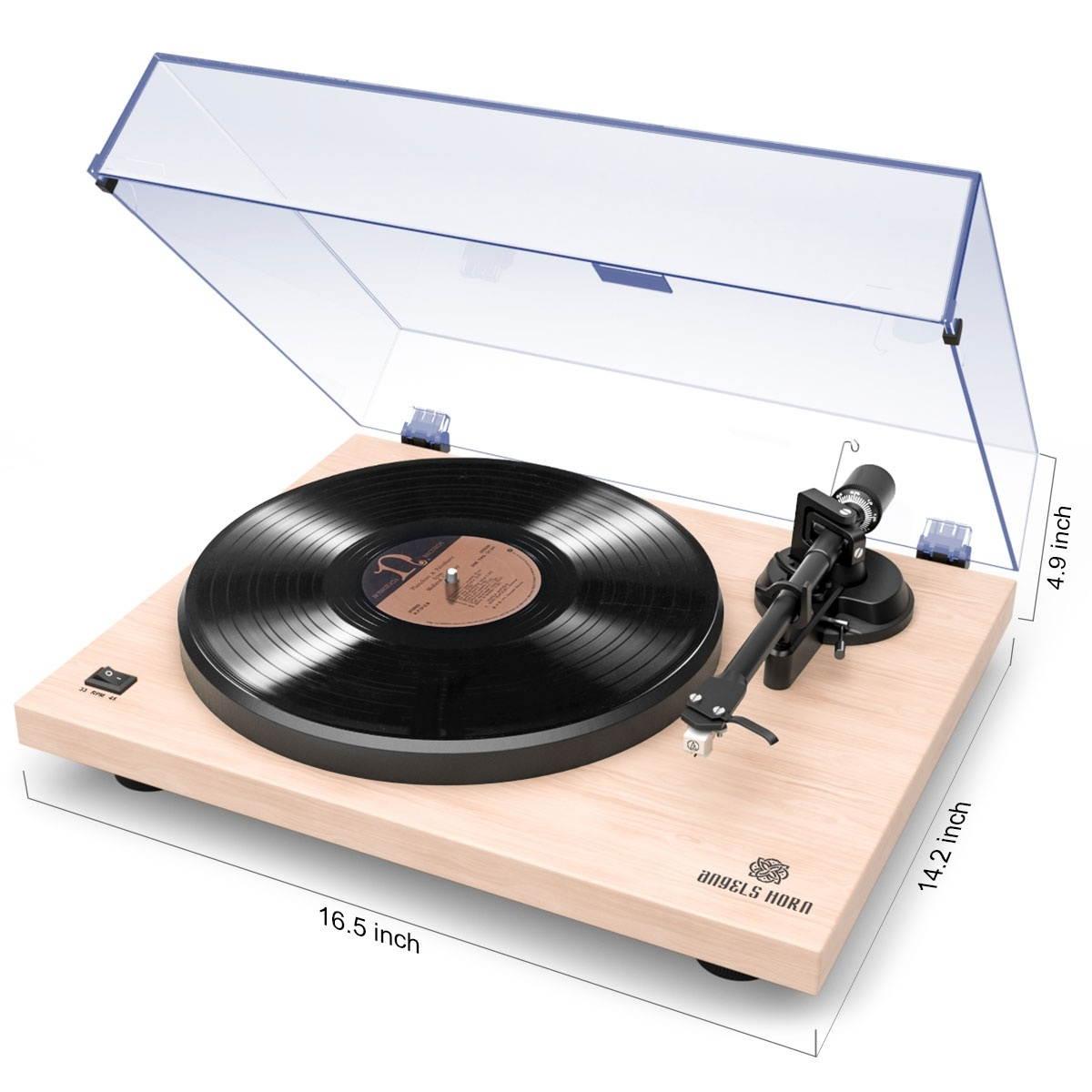 Wooden Record Player Turntable with Built-in Phono Preamp And Belt Drive