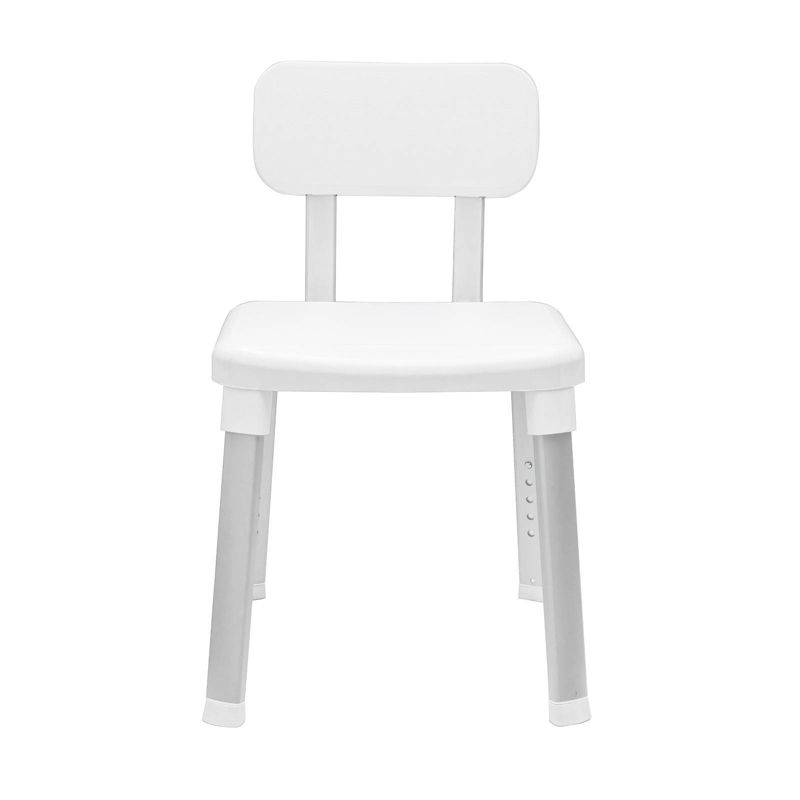 Deluxe Bathroom Chair with Back Support White - evekare