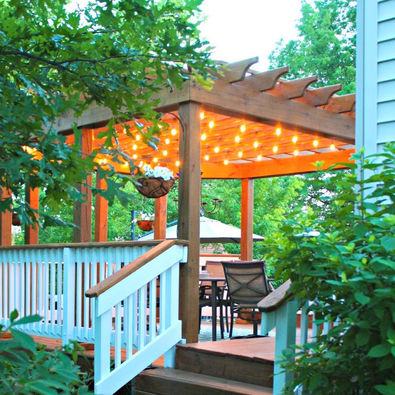 Brightech Ambience Pro Outdoor String Lights with 15 Hanging Sockets & White LED Edison Bulb for Outside, Backyard, Cafe, Patio, or Porch, 48 Foot