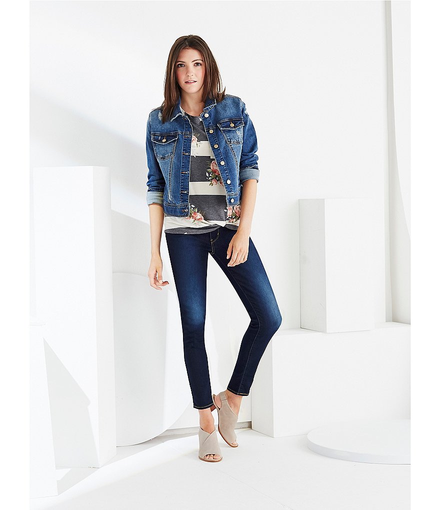 Celebrity Pink Basic Button Front Denim Jacket