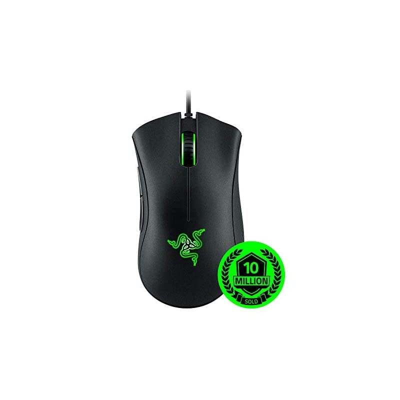 DeathAdder Essential Gaming Mouse: 6400 DPI Optical Sensor - 5 Programmable Buttons - Mechanical Switches - Rubber Side Grips - Classic Black