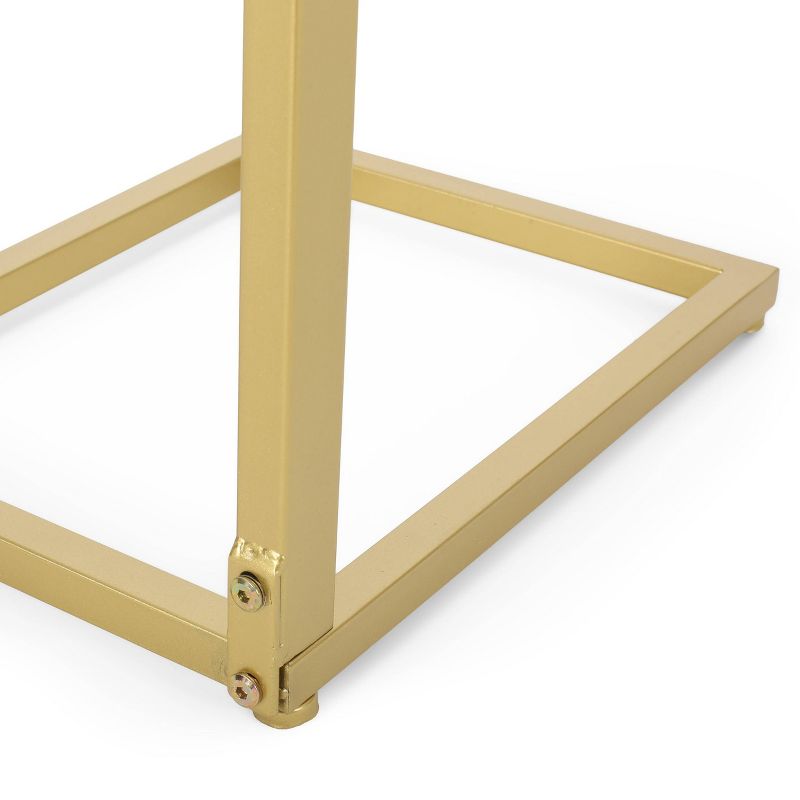 Bagan Modern Glam Glass Top C-Shaped Side Table Gold - Christopher Knight Home