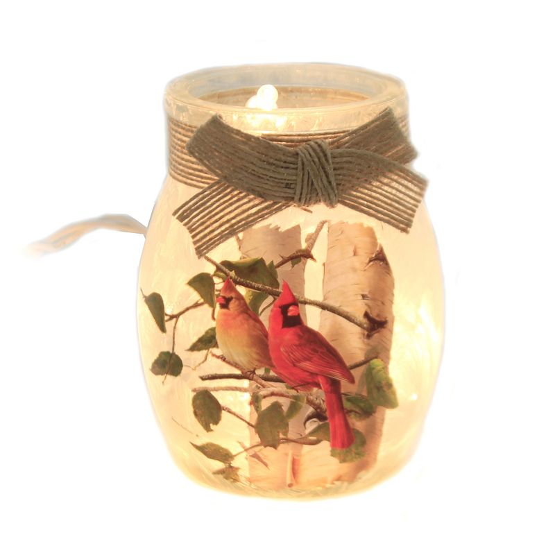 Stony Creek 4.0" Summer Cardinals Pre-Lit Vase. Spring Summer  -  Novelty Sculpture Lights