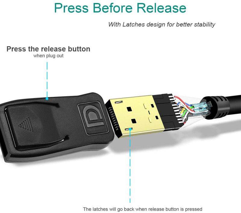 DisplayPort to HDMI 6 Feet Cable, DisplayPort to HDMI Male to Male Adapter Gold-Plated Cord Compatible with Lenovo, HP, ASUS, Dell and Other Brand