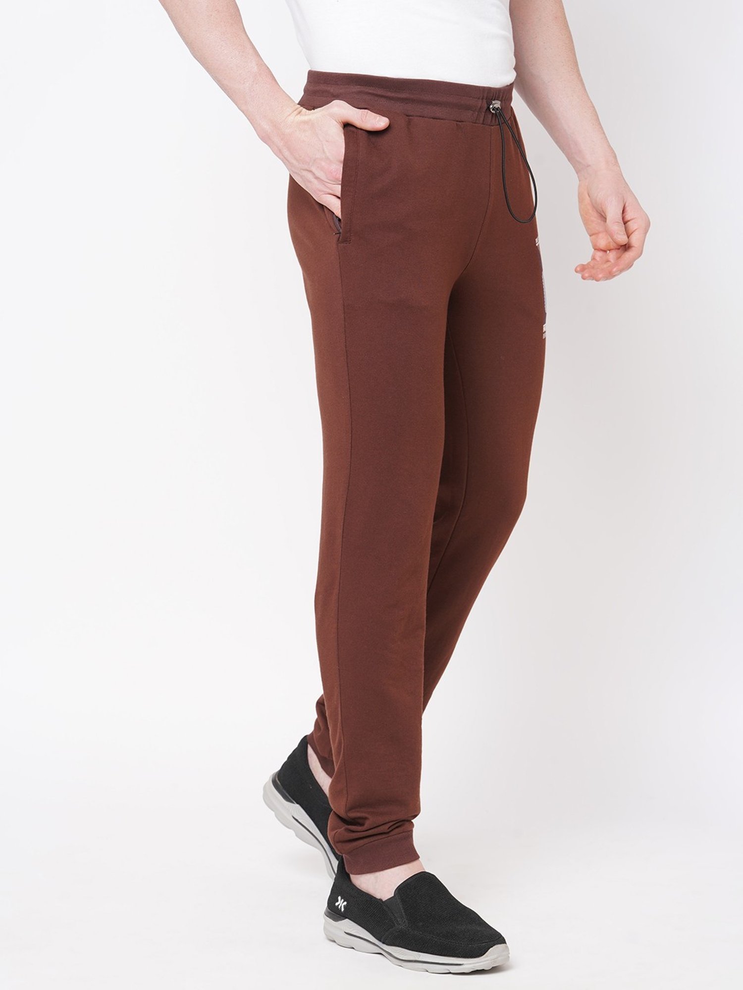 Fitz Dark Brown Slim Fit Printed Joggers