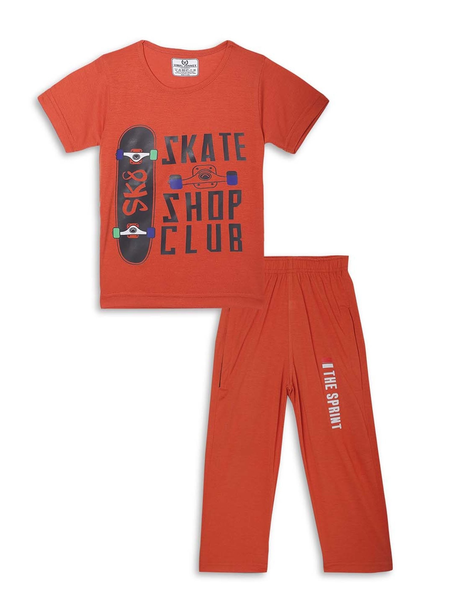 Vimal Jonney Kids Red & Yellow Printed T-Shirt Set