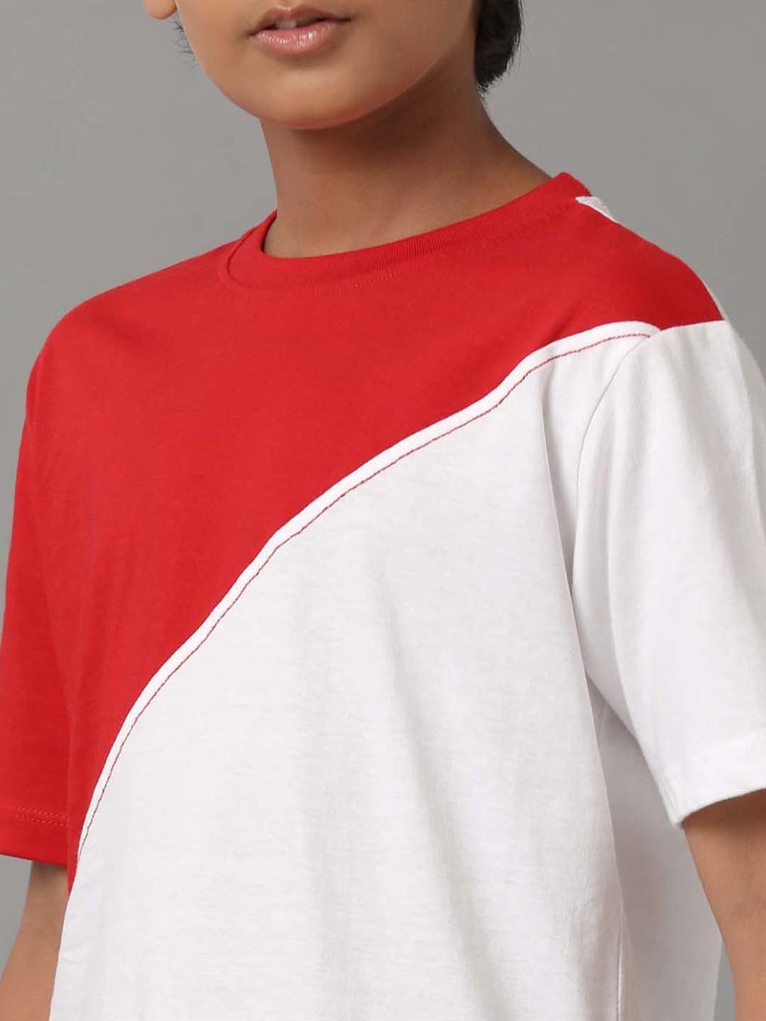 Under Fourteen Only Kids Red & White Cotton Printed T-Shirt