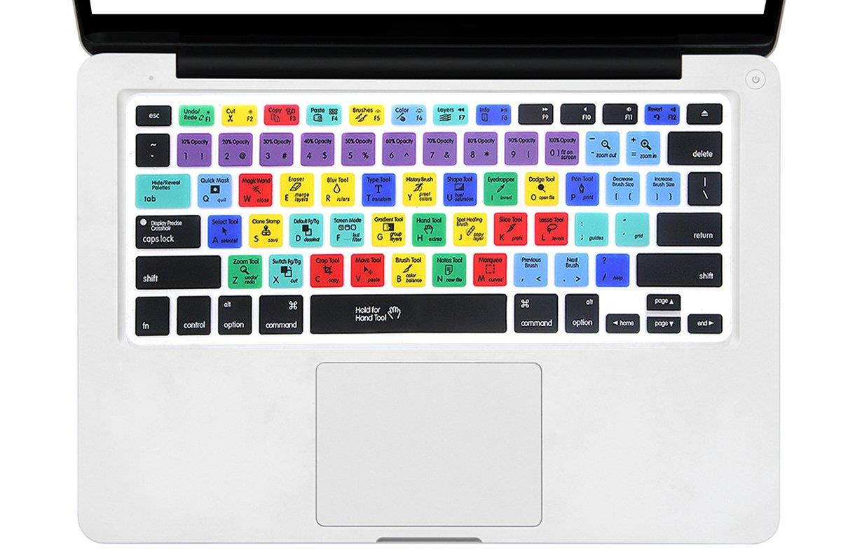 HRH Adobe Photoshop PS Shortcut Hotkey Silicone Keyboard Cover Skin for MacBook Air 13,MacBook Pro13/15/17 (with or w/Out Retina Display, 2015 or Older Version)&Older iMac,USA Layout
