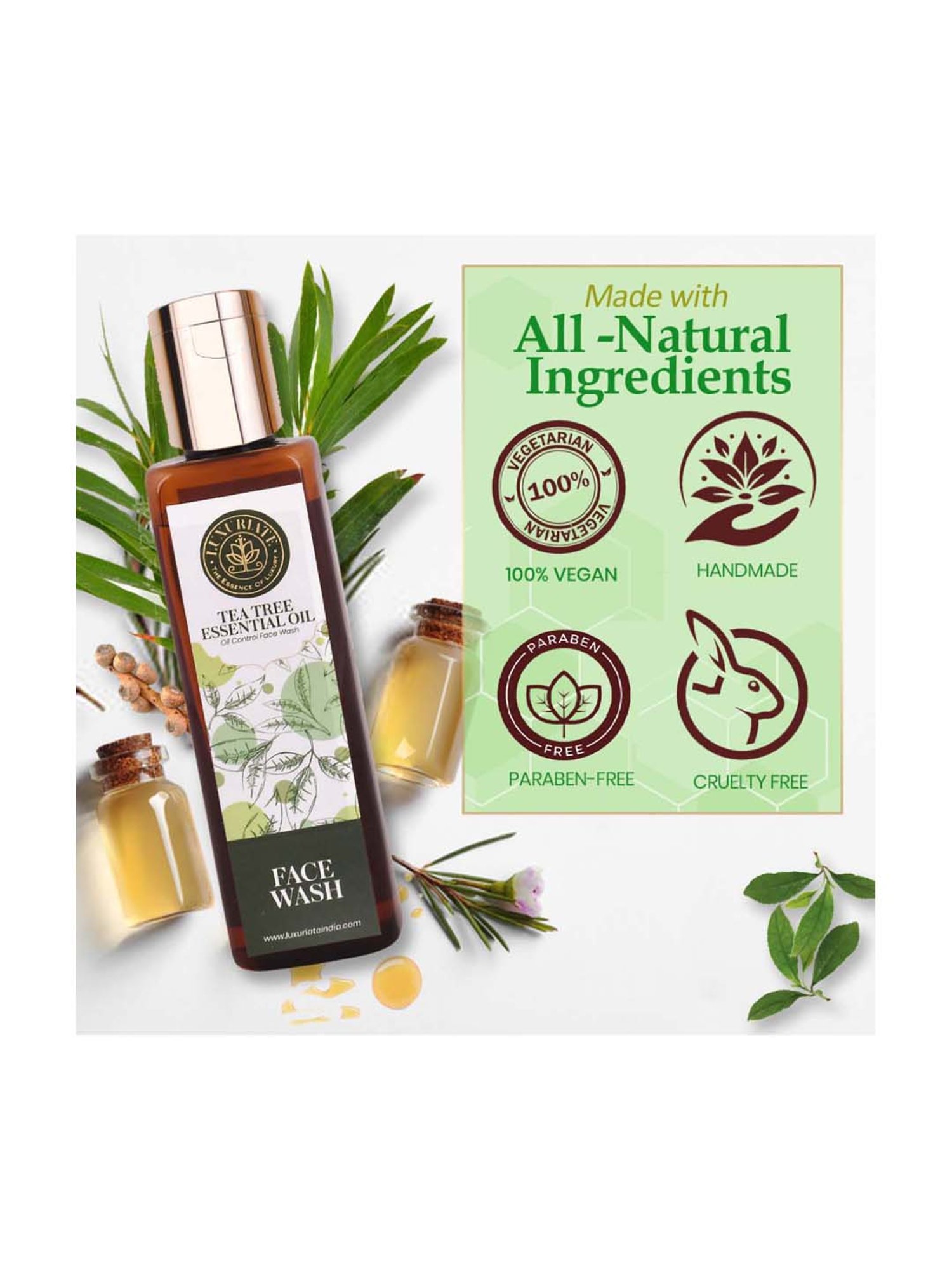 Luxuriate Natural Herbal Tea Tree Face Wash - 100 ml