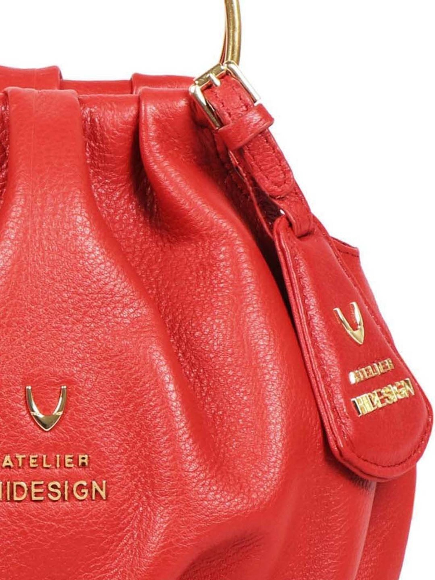 Hidesign Red Textured Medium Handbag