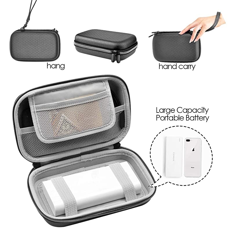 Cord Organizer Hard Case 79 Inch External Hard Drive Portable Carrying Case Hard Protective Tech Pouch Fits Anker PowerCore 20100mAh Power Bank Black