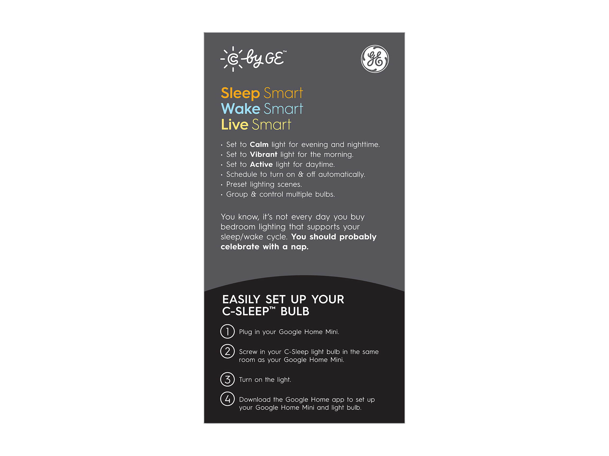 C by GE Bluetooth Smart LED Light Bulb with Google Assistant/Alexa/HomeKit, Adjustable White 93096307