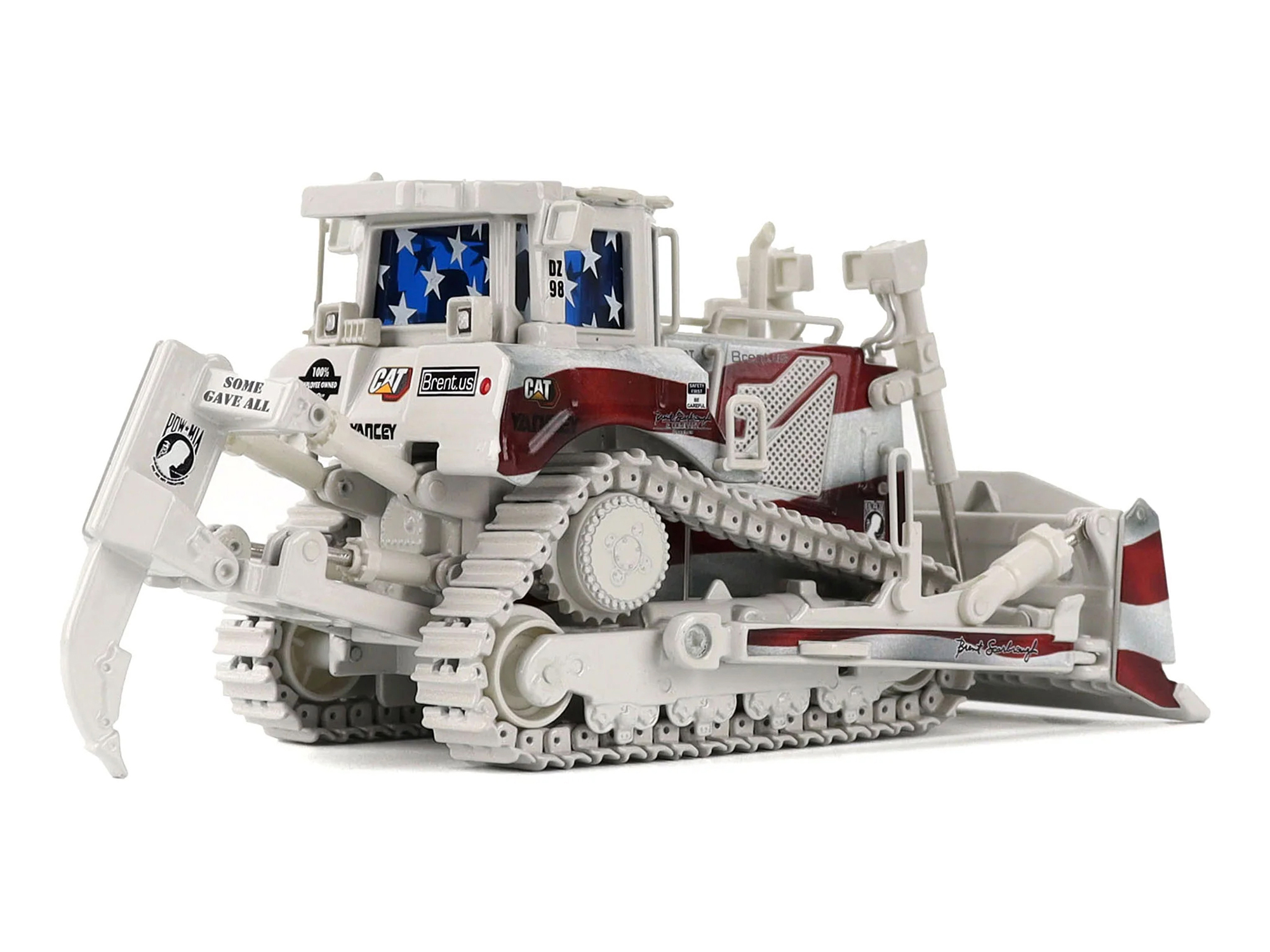 CAT Caterpillar D8T Track Type Tractor with Single Shank Ripper "Brent Scarbrough & Co." Patriotic Livery "High Line" Series 1/50 Diecast Model by Diecast Masters
