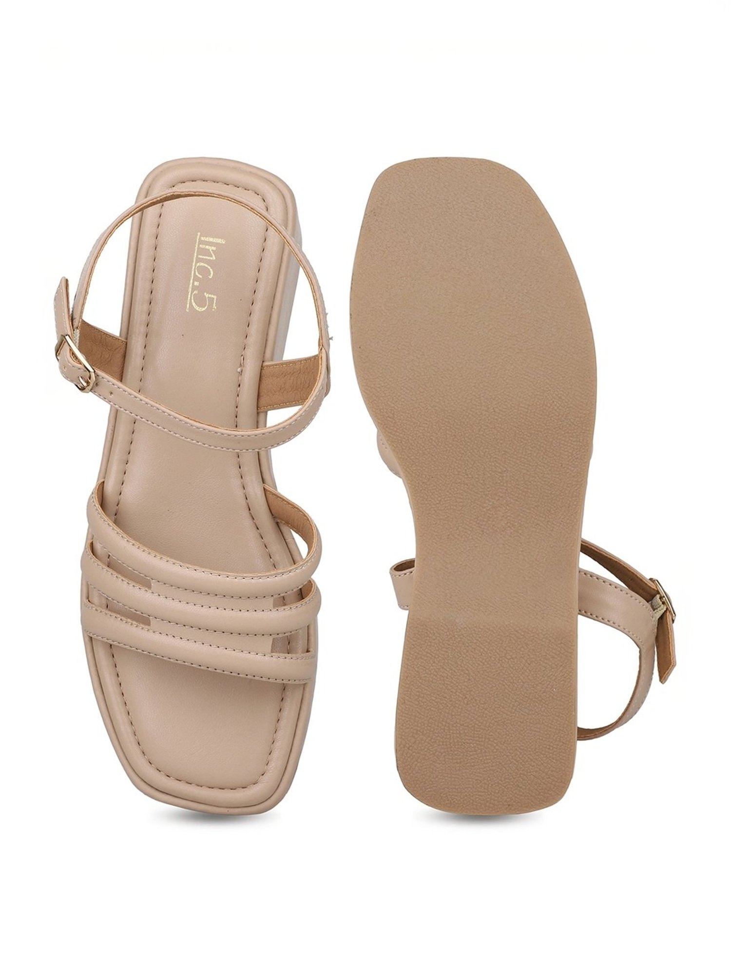 Inc.5 Women's Beige Ankle Strap Sandals