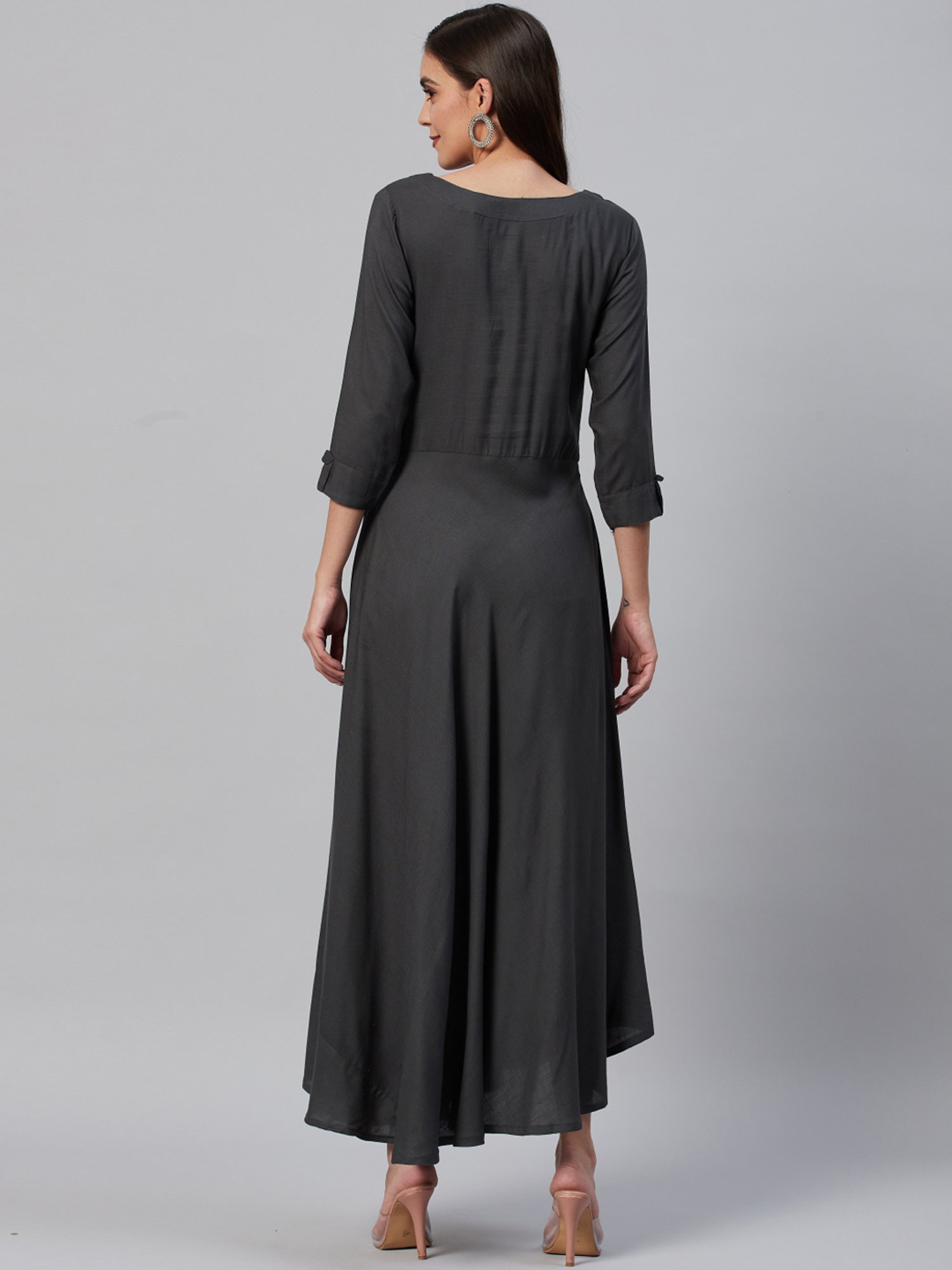 HIGHLIGHT FASHION EXPORT Grey Embellished Maxi Dress