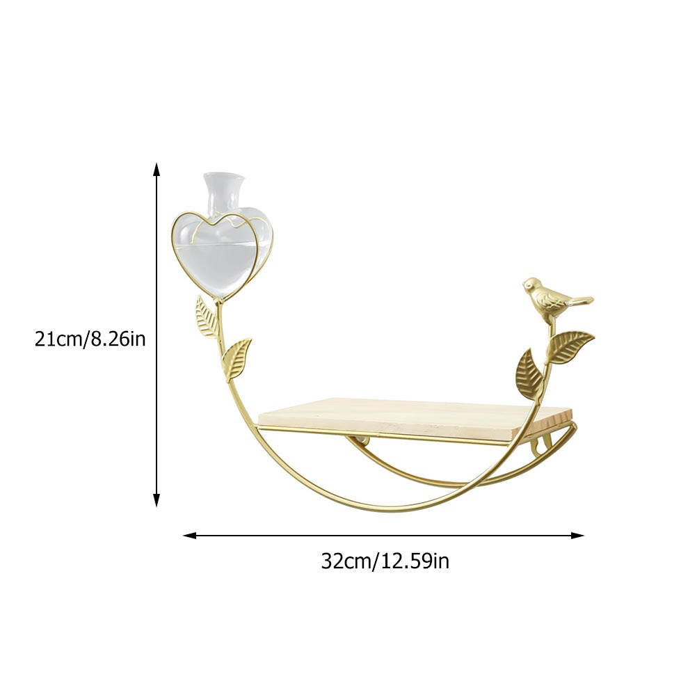 1pc Iron Wall-mounted Storage Rack Sundries Holder Nordic Wall Shelf (Golden)