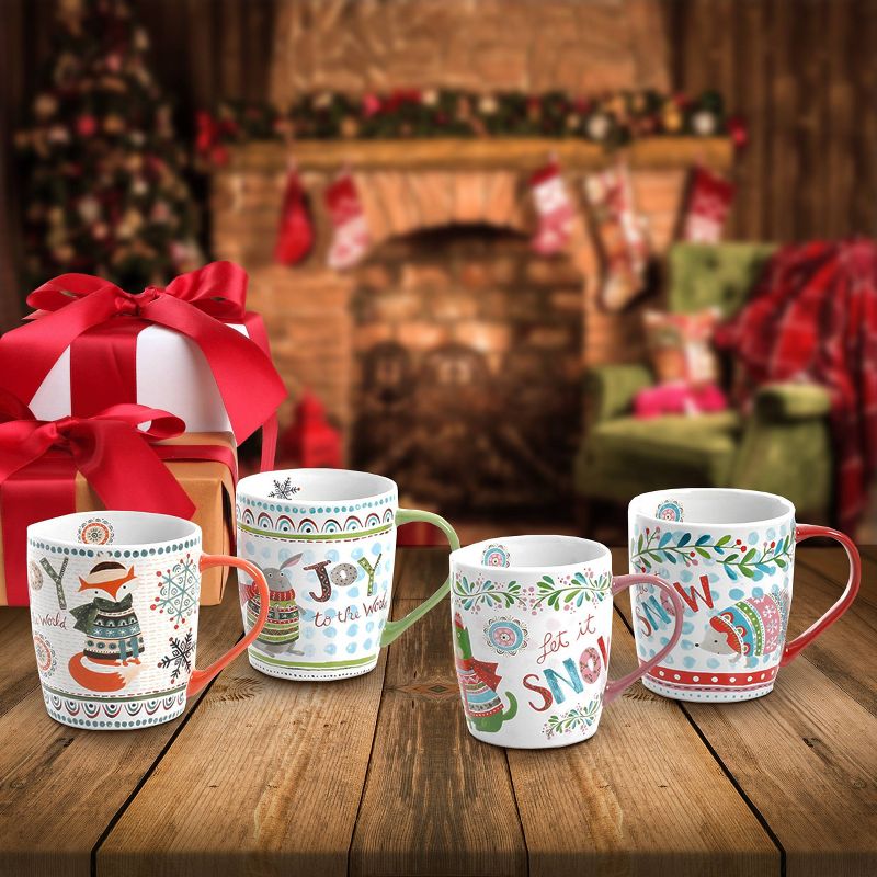 Gibson Home 18oz 4pk Stoneware Snow Scene Holiday Mugs